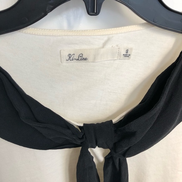 Anthropologie cream tee with silk bow - s - Picture 4 of 7